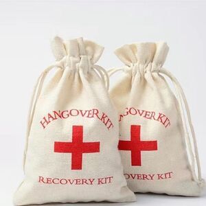 HANGOVER KIT - Linen Wedding or Party Favors. Set of 6. NWT